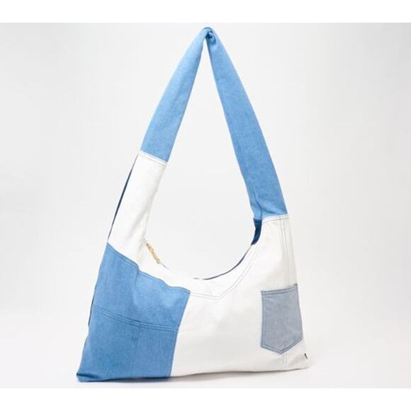 Attitudes by Renee Denim Patchwork Shoulder Bag Denim Combo - Picture 1 of 15